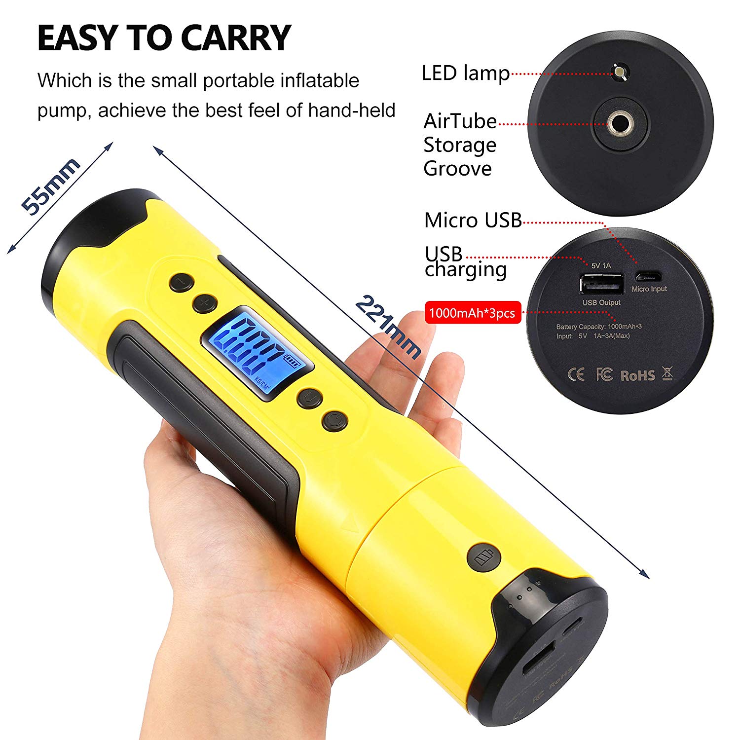 Oplaadbare minicompressor