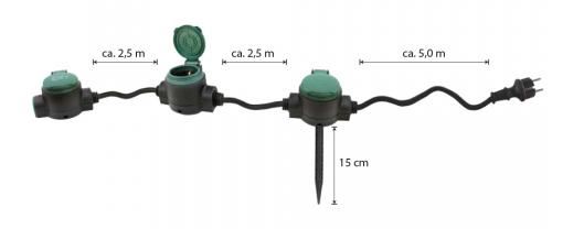 Verlengkabel met 3 contacten.